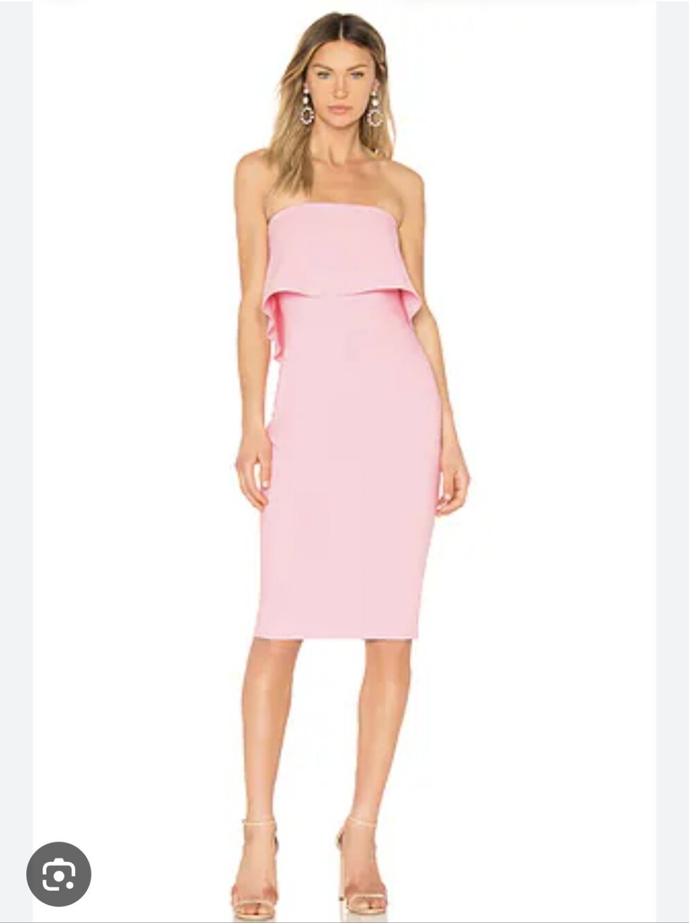 Likely "Driggs" Strapless Fold-Over Dress. Light Pink. Back Slit. Size 8.